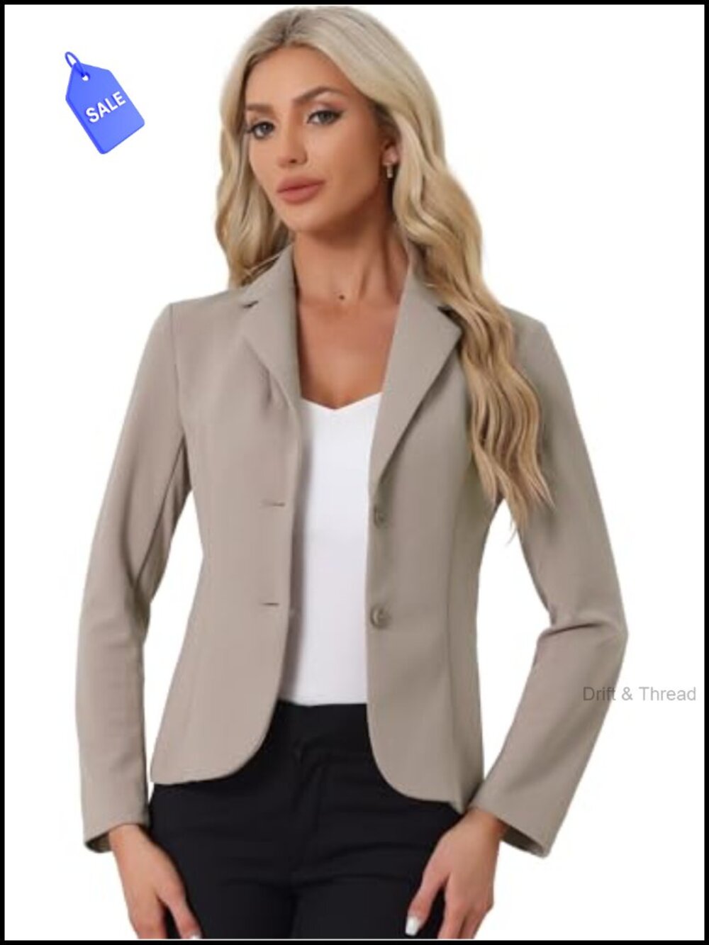 Women's Notch Lapel Blazer Stretch Knit Business Casual Work Jacket
